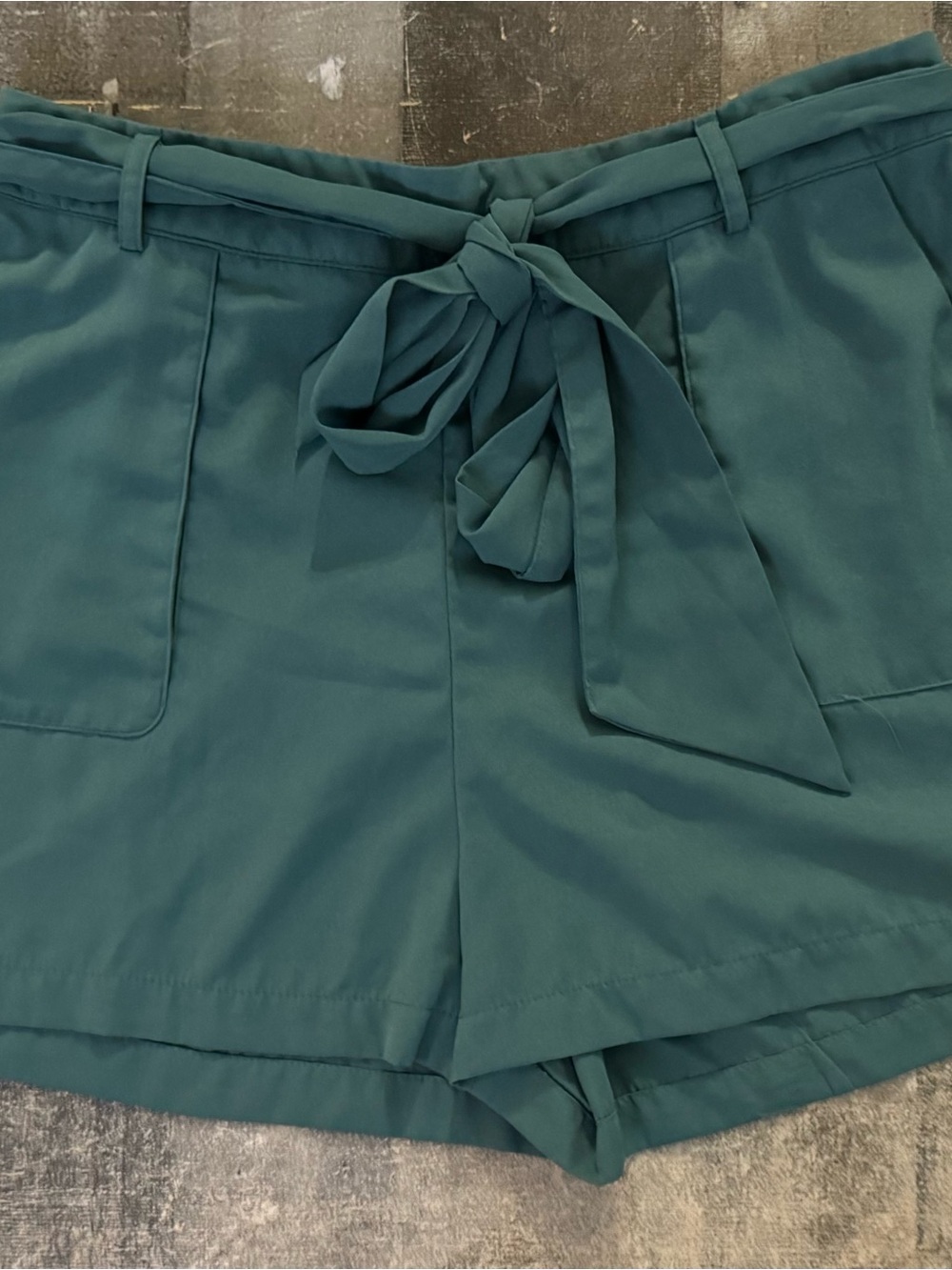 a new day Women’s XL Teal High-Waist Tie-Belt Women’s Shorts